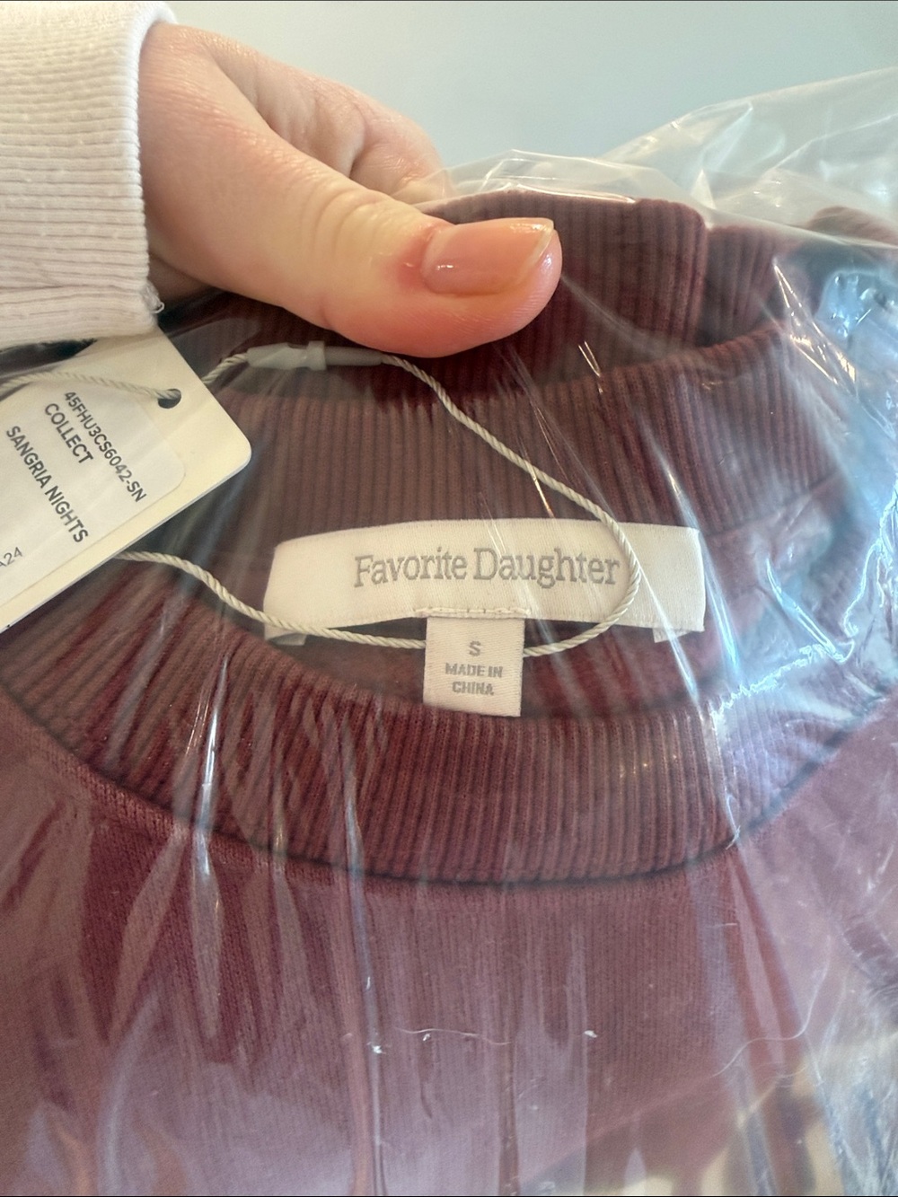 Favorite Daughter Burgundy Crewneck Sweatshirt with Cream Lettering - Picture 4 of 6